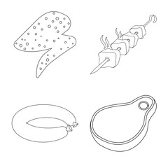 Vector illustration of meat and ham icon. Set of meat and cooking stock symbol for web.