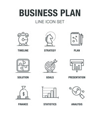 BUSINESS PLAN LINE ICON SET