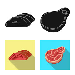 Vector design of meat and ham logo. Set of meat and cooking stock symbol for web.