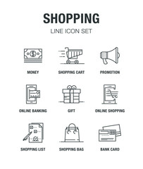 Fototapeta premium SHOPPNG LINE ICON SET