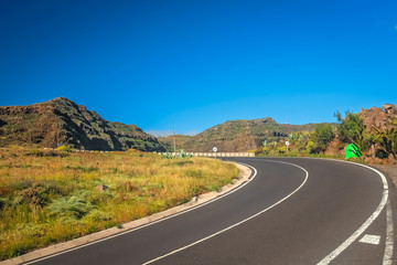Mountain winding road through the La Gomera