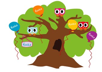 Obraz premium sowa, urodziny, imię