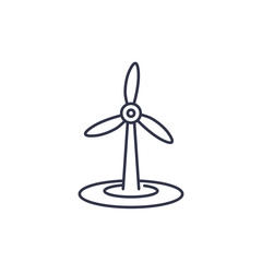 wind turbine icon on white, linear