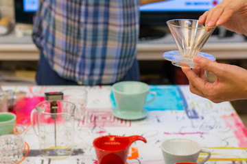 Barista hand drip Coffee making Brewing filter Bar Cafe