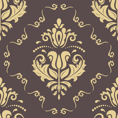 Classic seamless golden pattern. Damask orient ornament. Classic vintage background