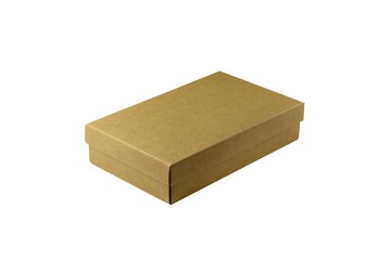 brown kraft paper box isolated on white background.