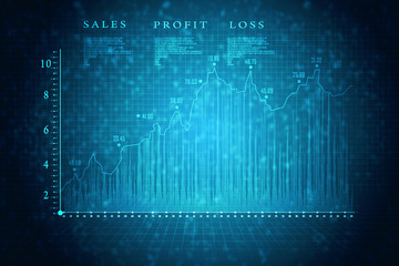 2d rendering Stock market online business concept. business Graph 