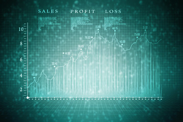 2d rendering Stock market online business concept. business Graph 