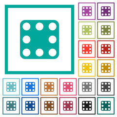 Domino eight flat color icons with quadrant frames