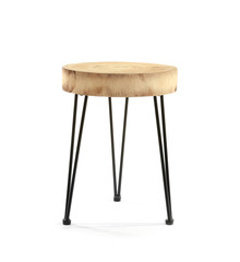 Small wooden table on white background