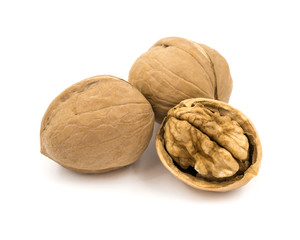 Walnuts isolated on white background