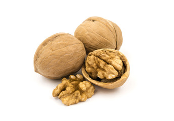 Walnuts isolated on white background