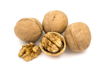 Walnuts isolated on white background