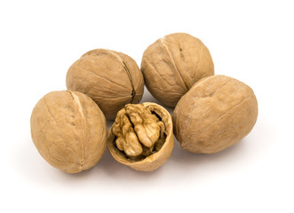 Walnuts isolated on white background