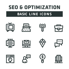SEO AND OPTIMIZATION LINE ICONS