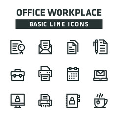 OFFICE WORKPLACE LINE ICONS