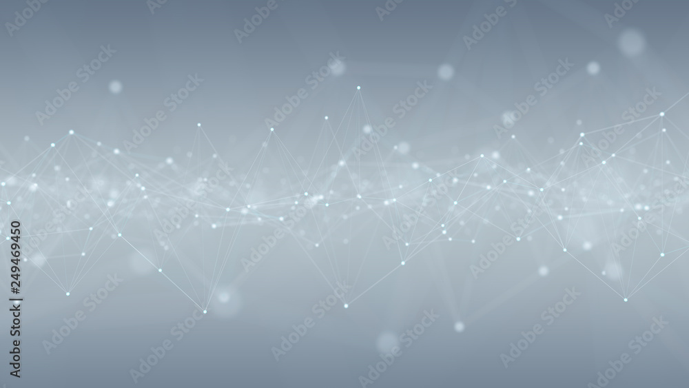 Fototapete abstract digital network connection grey background 3d rendering