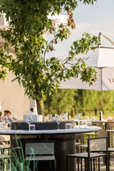 Outdoor table with glasses