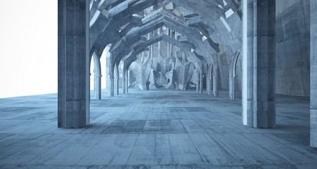 Fototapeta premium Abstract concrete gothic interior. 3D illustration and rendering.