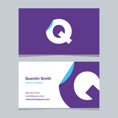 Q, monogram logo with business card template. - 249470654