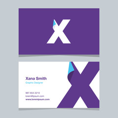 X, monogram logo with business card template.