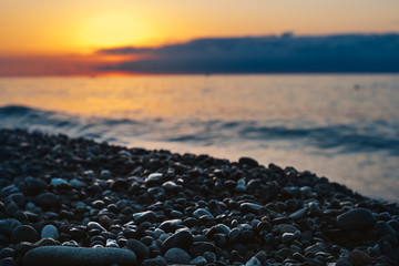 Beautiful sunset over the Black Sea. Concept relax