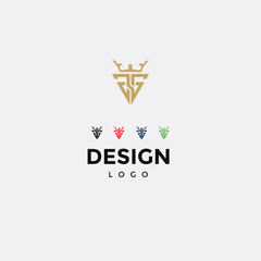 Design vector logo, triangle icon and initials s g