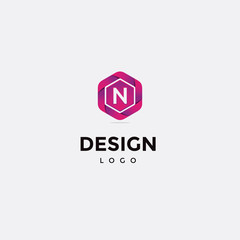 Vector logo design, hexagon icon, and initials n