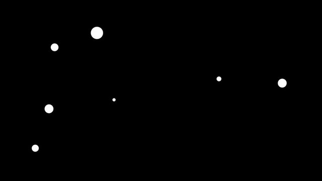 Abstract white dots is random moving animation on black background.