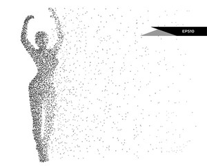 Abstract vector illustration of woman silhouette in the form of dots.