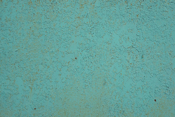 The iron sheet covered by old blue paint. Abstract background