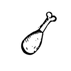 Icon black Hand drawn Simple outline Chicken symbol. vector Illustrator. on white background