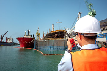 engineering, harbor master or port controller in connecting to ship, to command the ship to takes...
