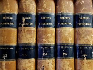 Vieux livres de brevets d'invention du 19e siècle, France