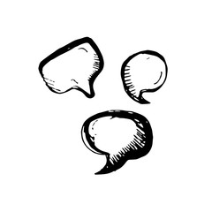 Icon black Hand drawn Simple outline bubble speech Symbol. vector Illustrator. on white background