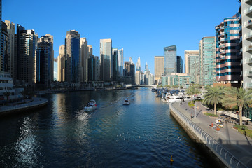 Fototapeta na wymiar Dubai Marina skyscrapers, United Arab Emirates