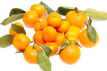 fresh tangerines on a white background
