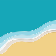 Sean or ocean water background. Papercut cartoon illustration with multilayered effect.