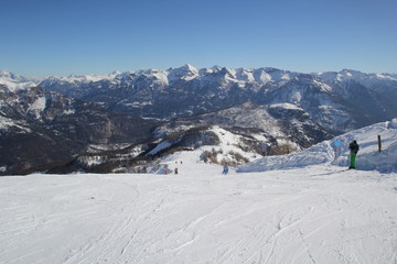 Winter landscape in Puy Saint Vincent - Alps in France