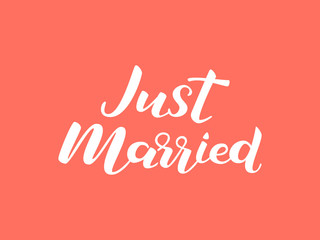 Just married lettering. Vector illustration