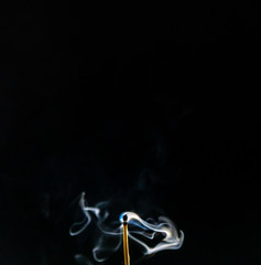 Match, smoke and flame