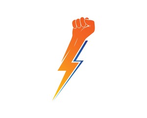 strong hand with power thunder illustration vector