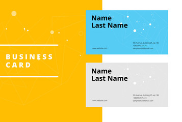 Trendy abstract business card template. Modern corporate stationery id layout with geometric pattern. Vector fashion background design with information sample name text.