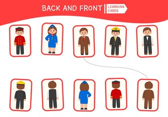 Matching children educational game. Match of back and front. Activity for pre sсhool years kids and toddlers.