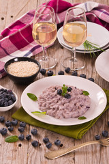 Blueberry risotto with mascarpone. 