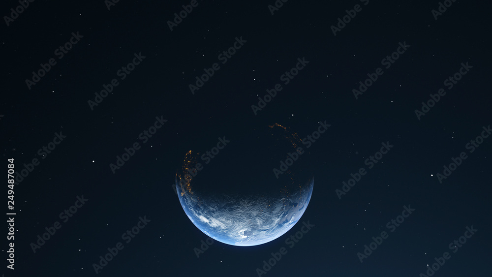 Wall mural the planet earth bottom view for background motion graphic or text