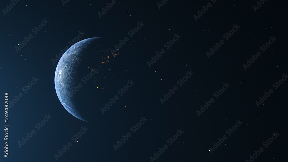 Wall mural the planet earth left side view for background motion graphic or text