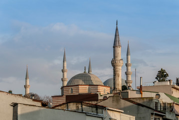 Fototapeta na wymiar Istanbul, Turkey, 29 January 2019: The Suleymaniye Mosque, 1557 Architect Sinan, Suleiman The Magnificent