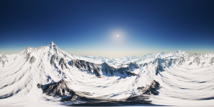 VR 360 camera on the Tops of the Mountains