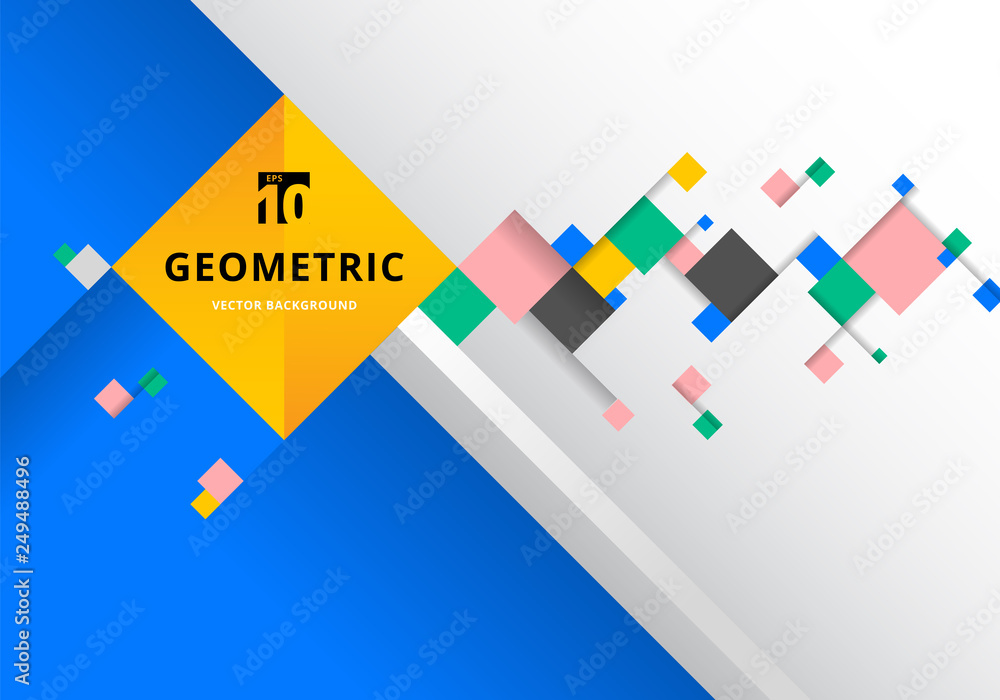 Poster abstract template colorful squares with shadow futuristic composition background modern style. geome